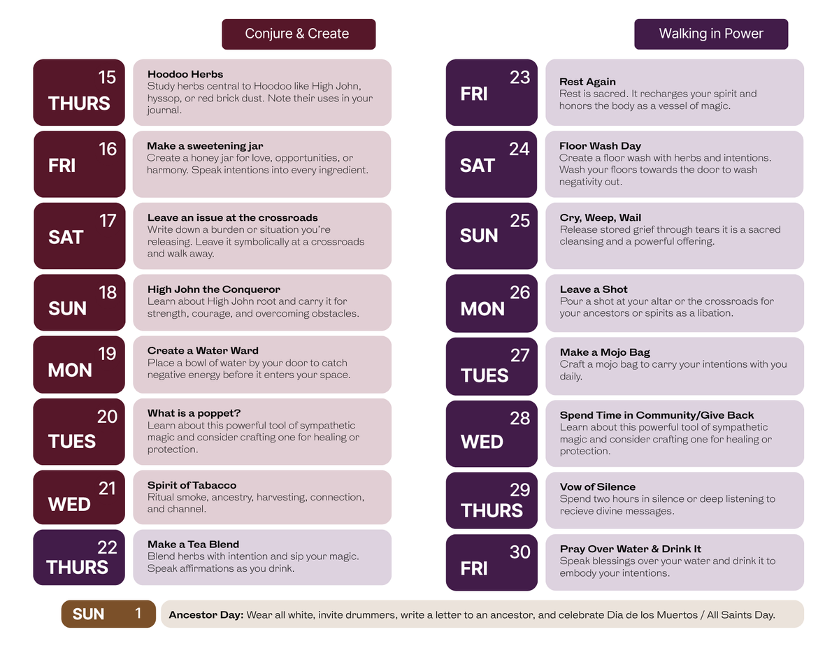 30 Days of Hoodoo — Hoodoo Heritage Month Calendar