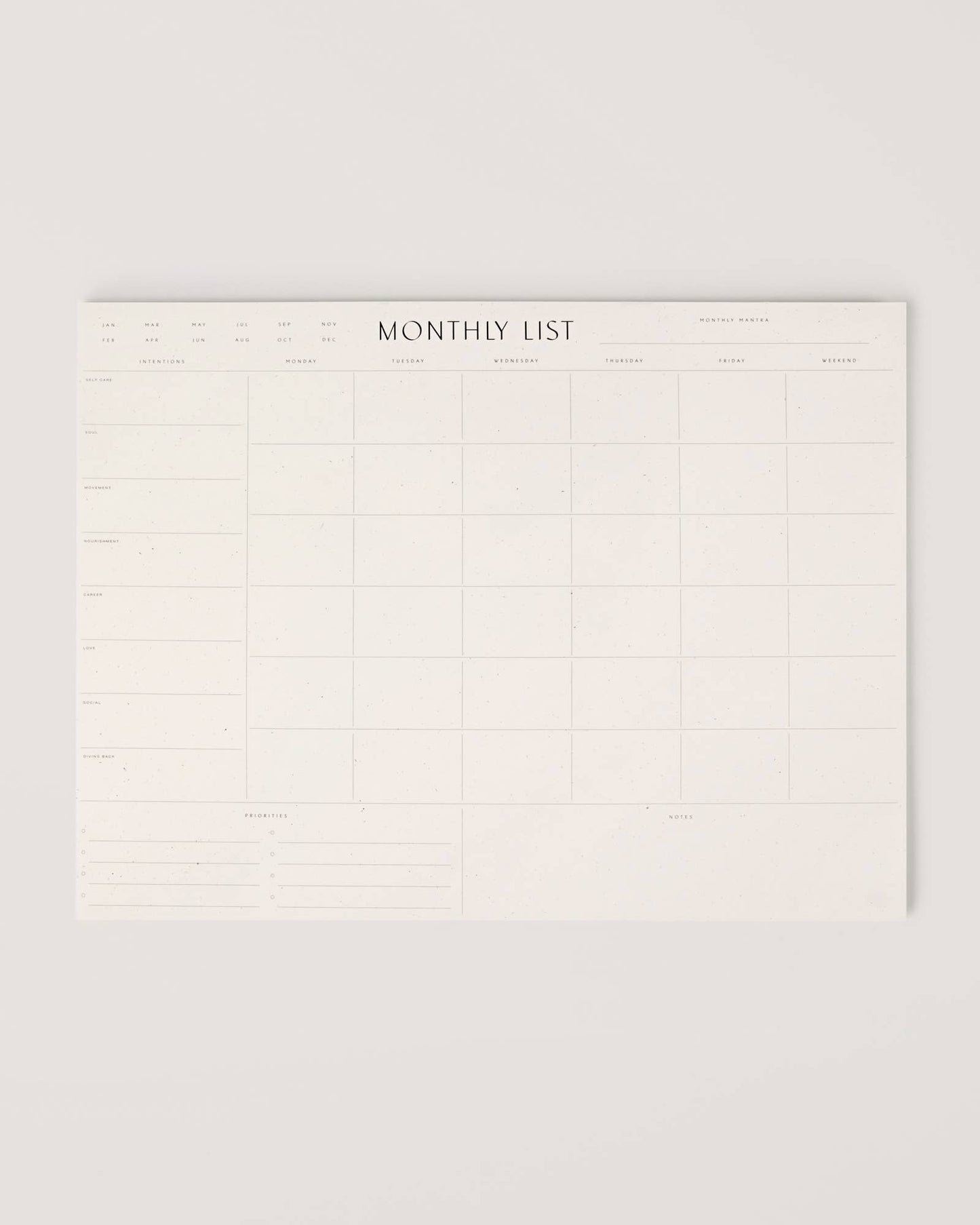 MOTNHLY LIST PAD
