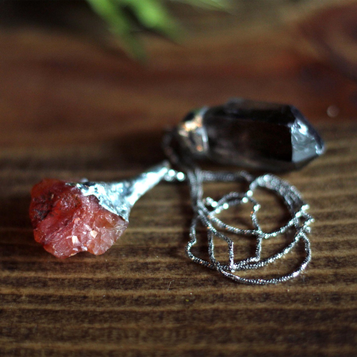 CARNELIAN + SMOKEY QUARTZ PENDULUM