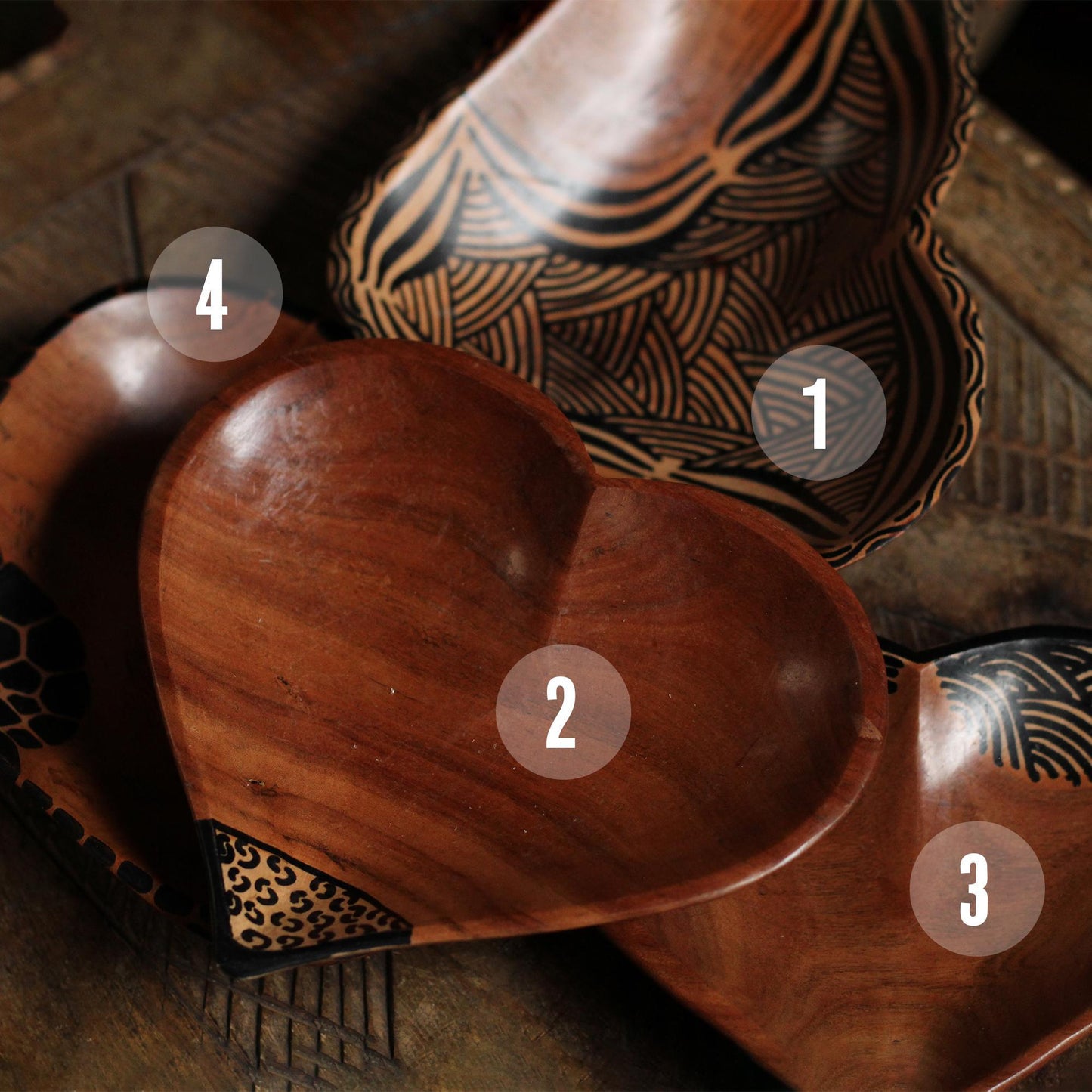 LARGE AFRICAN HEART BOWLS