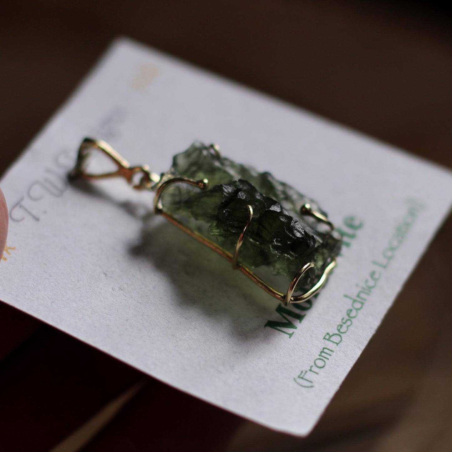 MOLDAVITE PENDANT 14K GOLD