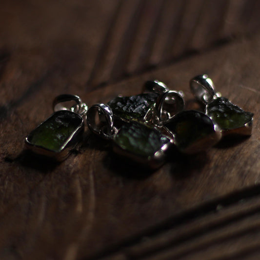 MOLDAVITE PENDANTS - STERLING SILVER