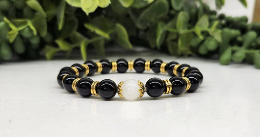 SELENITE & OBSIDIAN BRACELET 8MM