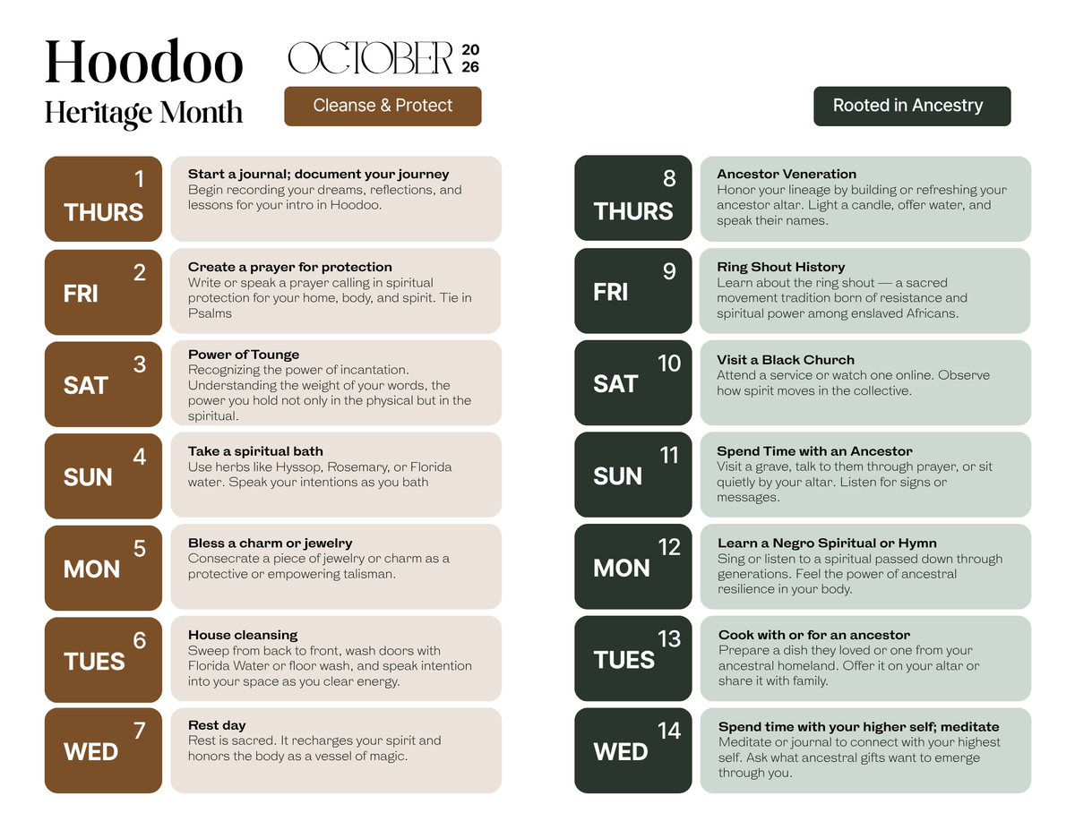 30 Days of Hoodoo — Hoodoo Heritage Month Calendar