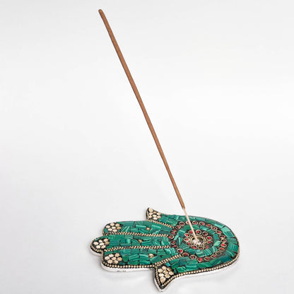 HAMSA INCENSE HOLDER - GREEN