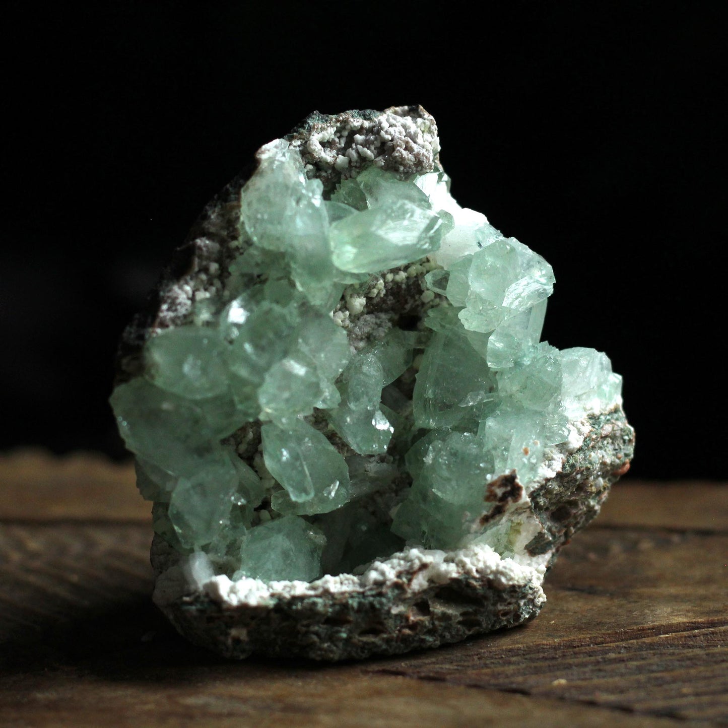 GREEN APOPHYLITE W/STILBITE CLUSTER