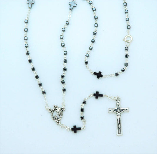 HEMATITE ROSARY NECKLACE