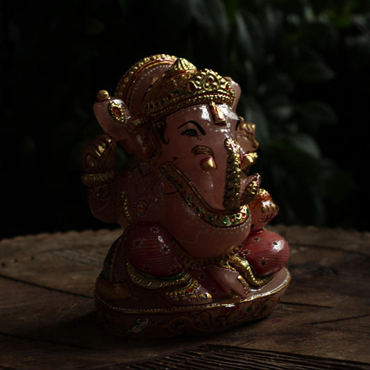 HAND PAINTED GANESHA - ROSE QAURTZ