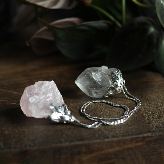 RAW ROSE QUARTZ CRYSTAL PENDULUM