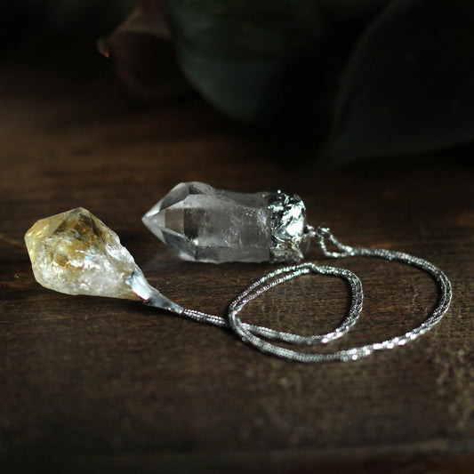 POLISHED CITRINE POINT CRYSTAL PENDULUM