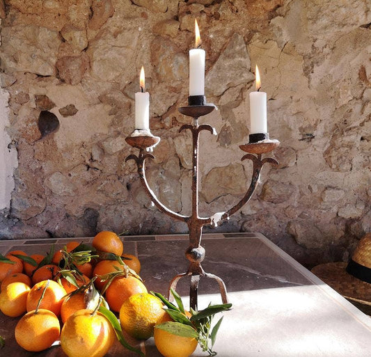 RUSTED IRON CANDELABRA